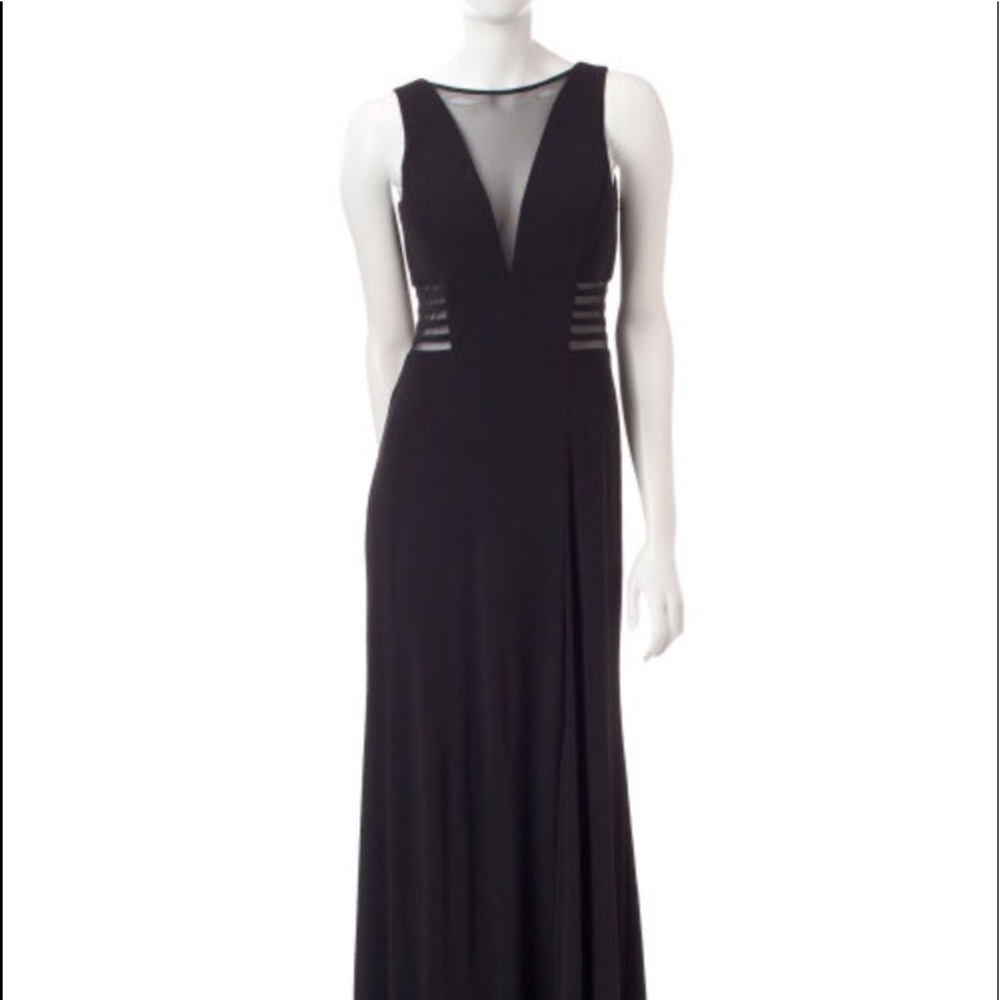 mesh high neck black prom dress